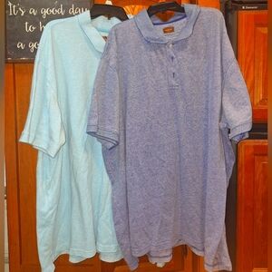Foundry Heathered Blue and Light Blue Polo Shirts In A Size 4XL. Casual, Summer